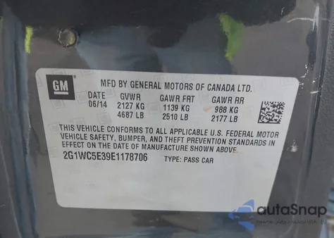 2014 Chevrolet Impala Limited Ltz z USA, uszkodzony, nr VIN 2G1WC5E39E1178706